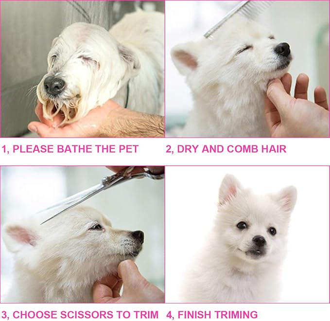 5 in1 Dog Grooming Scissors Kit, Professional Dog Scissors for Grooming with Safety Round Tips, Titanium Coated Grooming Shears for Dogs Cat Pet At Home