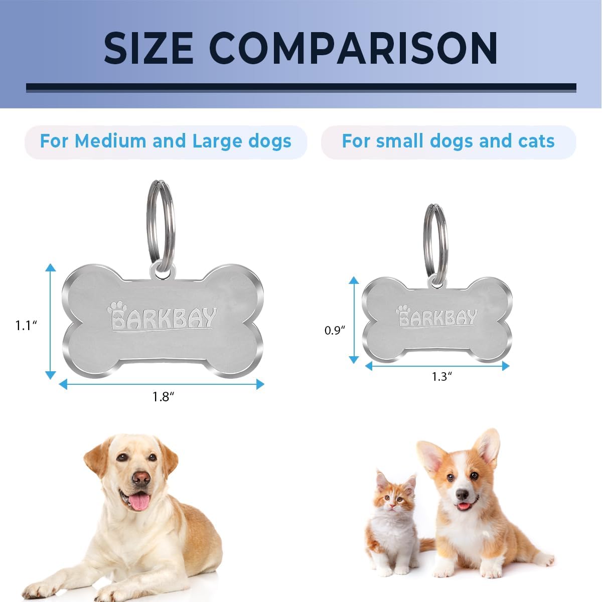 Dog Tags Personalized for Pets,Dog Name Tags QR Code,No Subscription Fees,Modifiable Pet Online Profile,Stainless Steel,No App Required,for Dogs and Cats Small,Medium,Large(Dog Bone,Small)