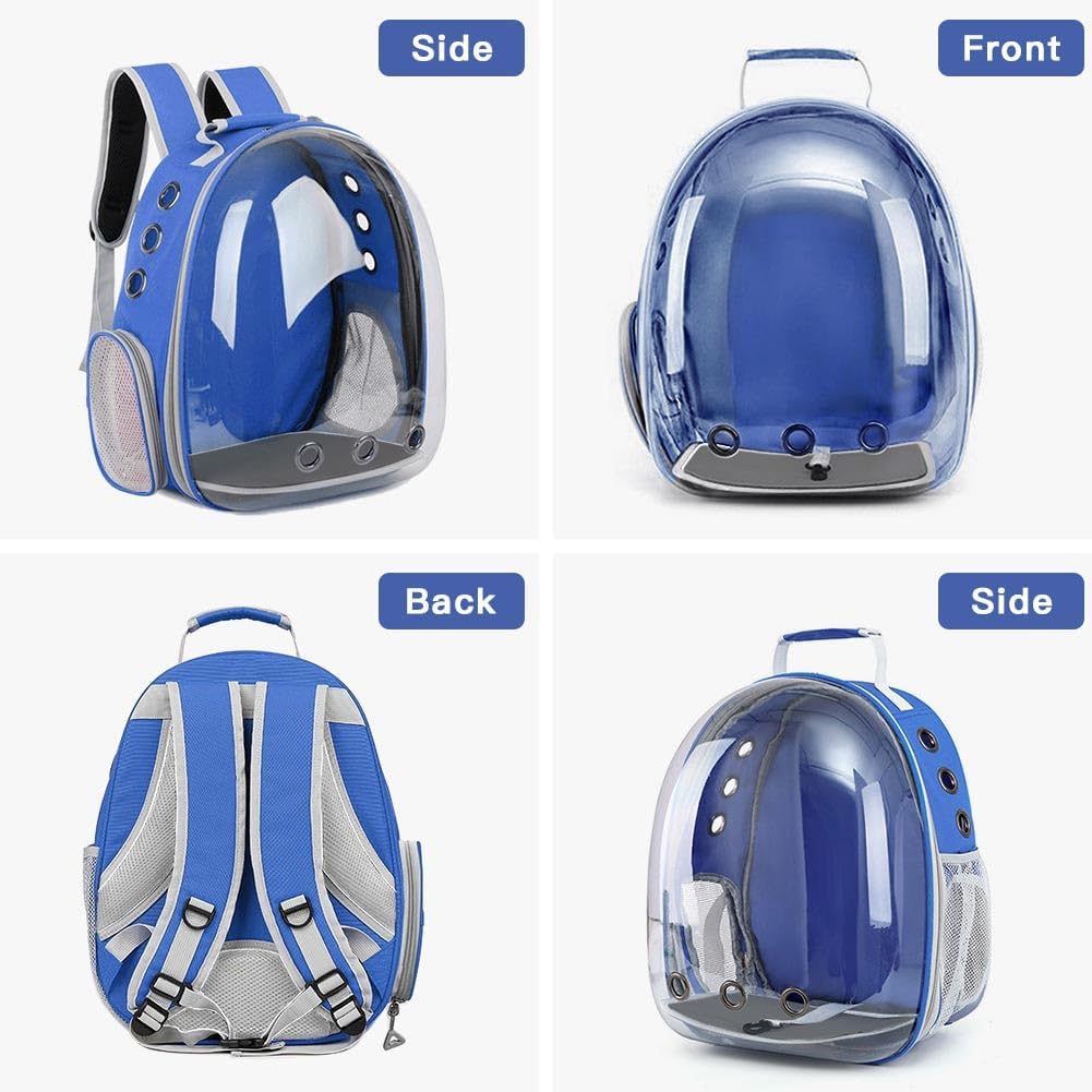 Pet Backpack Carrier with Harness Backpack with Bubble Clear Front for Cats, Small Dogs, Bunnies etc with Harness Included, Pet Carrier for Traveling, Walking, Hiking and Outdoor Activities