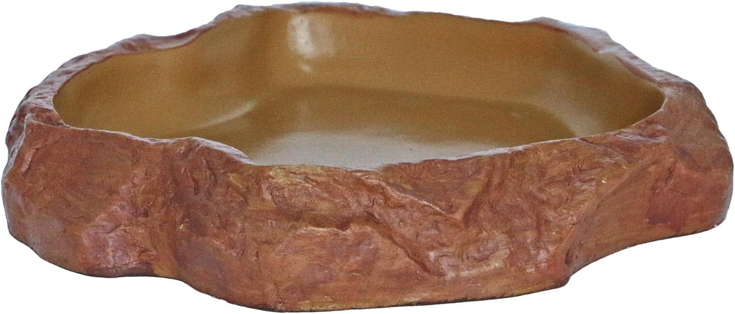 Rock Water/Food Dish for Reptiles – Amphibians and Other Little Critters Water/Food Bowl, Made from Premium Non-Toxic Resin – Large Size