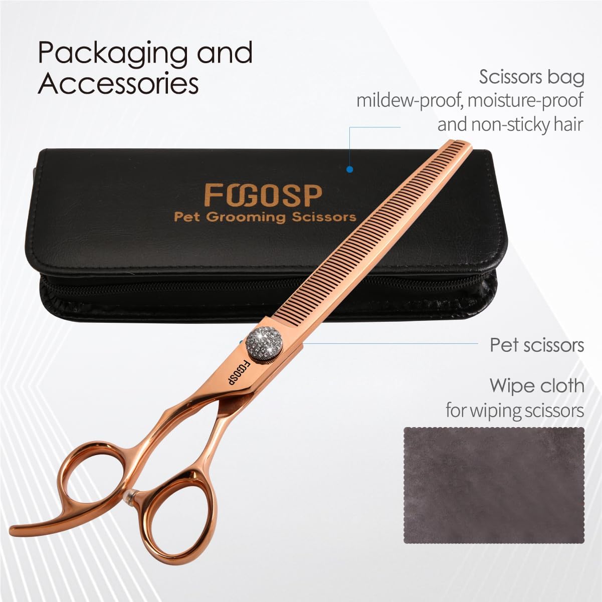 Lefty Thinning Shears for Dogs 66 Teeth 7.5'' Rose Gold Titanium Professional Blending Thinner Scissors for Dog Large Poodle Pet Japan 440C Sharp Left Handed(7.5,Thinner)