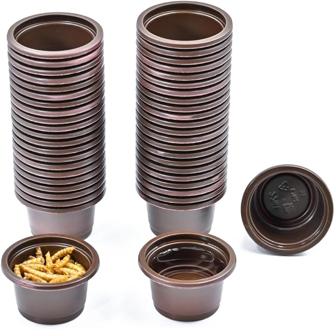 100pcs Eco Cups Crested Gecko Food and Water Feeding Cups, Reptile Feeder Bowls, for Lizard and Other Small Pet Ledge Accessories Supplies