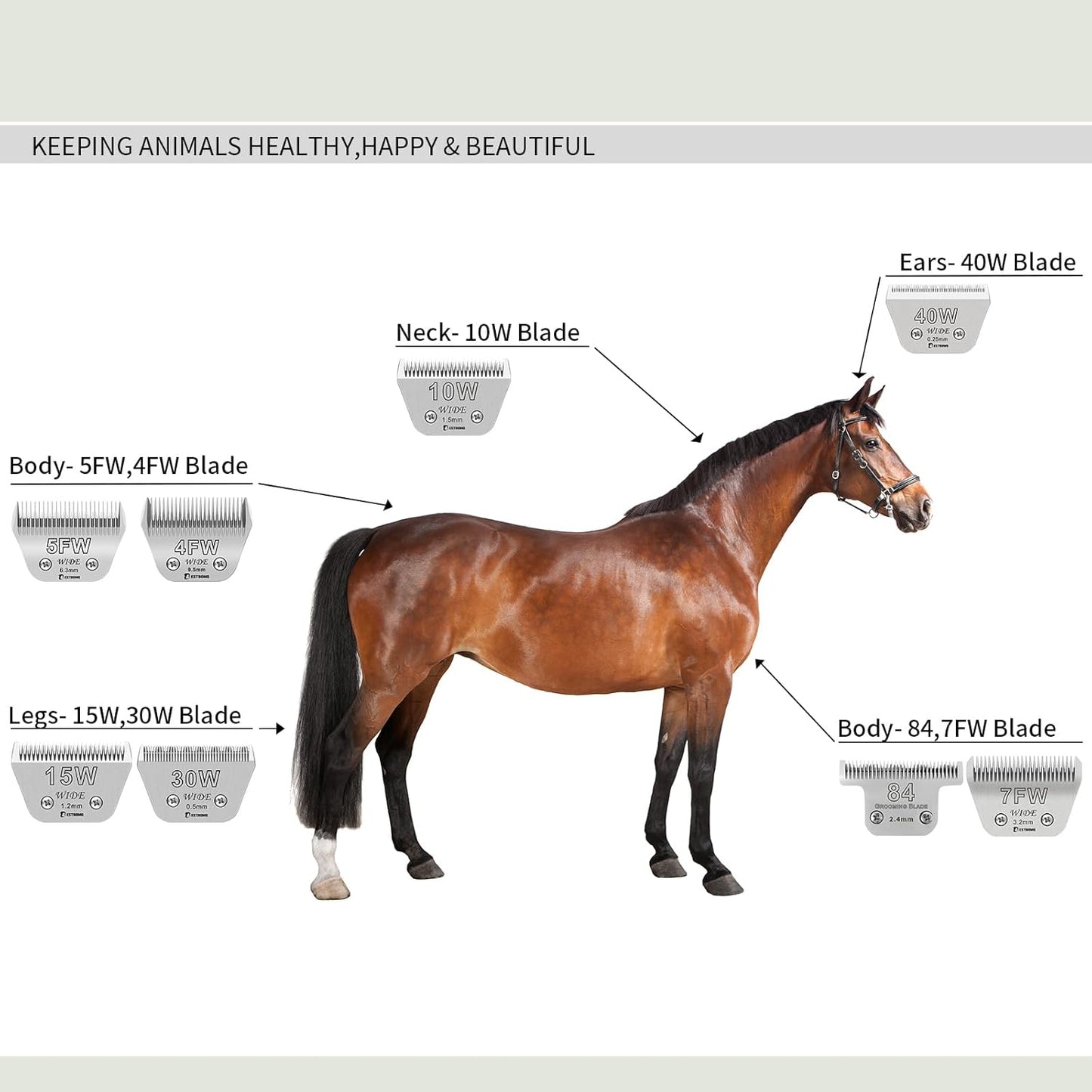 Detachable Pet Dog Grooming Blades-Size 40W Dog Grooming Wide Blade,Cutting Length 1/100",Compatible with Andi-s,Oster A5,Wahl km10 Clippers