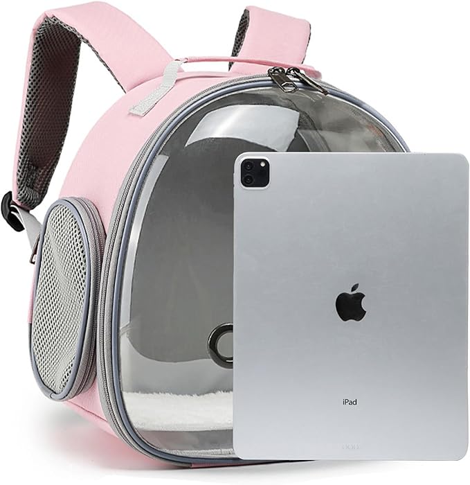 Portable Travel pet Backpack Carrier Small Animal Travel Bag for Hamster, Guinea Pig, Bird, Cat, Rabbit, Pink (Pink)