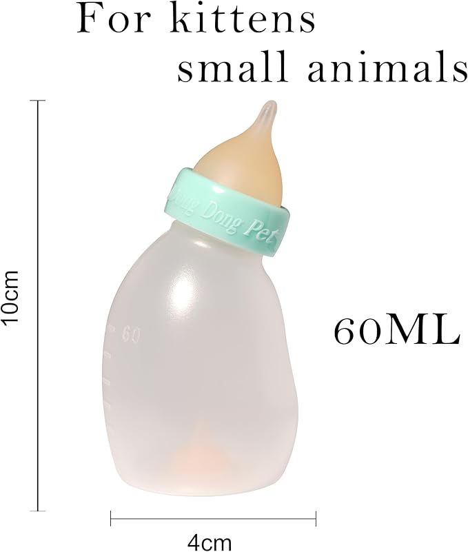Kittens Feeder Bottle, Silicone Feeding Nipple and Syringes for All Breed Kittens and Small Animals Dongdong pet