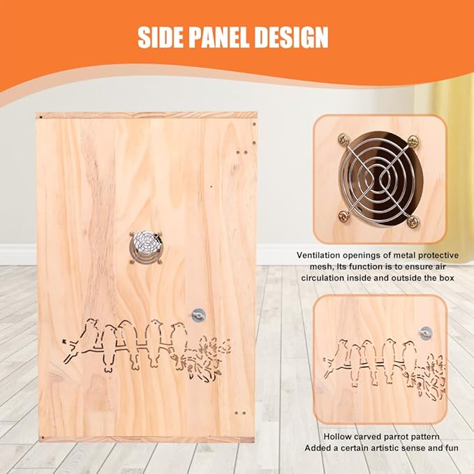 Large Bird Cage with Heater and Thermosta, Bird House Incubator, Bird Nesting Box, Birdcage Accessories, Wooden Birdhouse kit for Parrot Parakeet Cockatiel Lovebirds Budgie Finch Parrotlets Canary