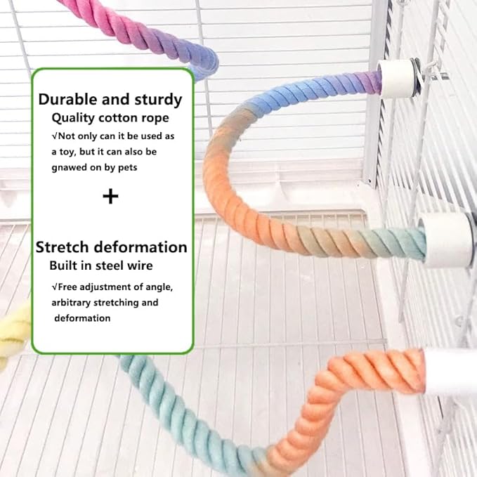 3Pcs Rope Perches for Bird Cages, Rope Perch for Parrots, Cockatiels & Parakeets, Bird Cage Accessories