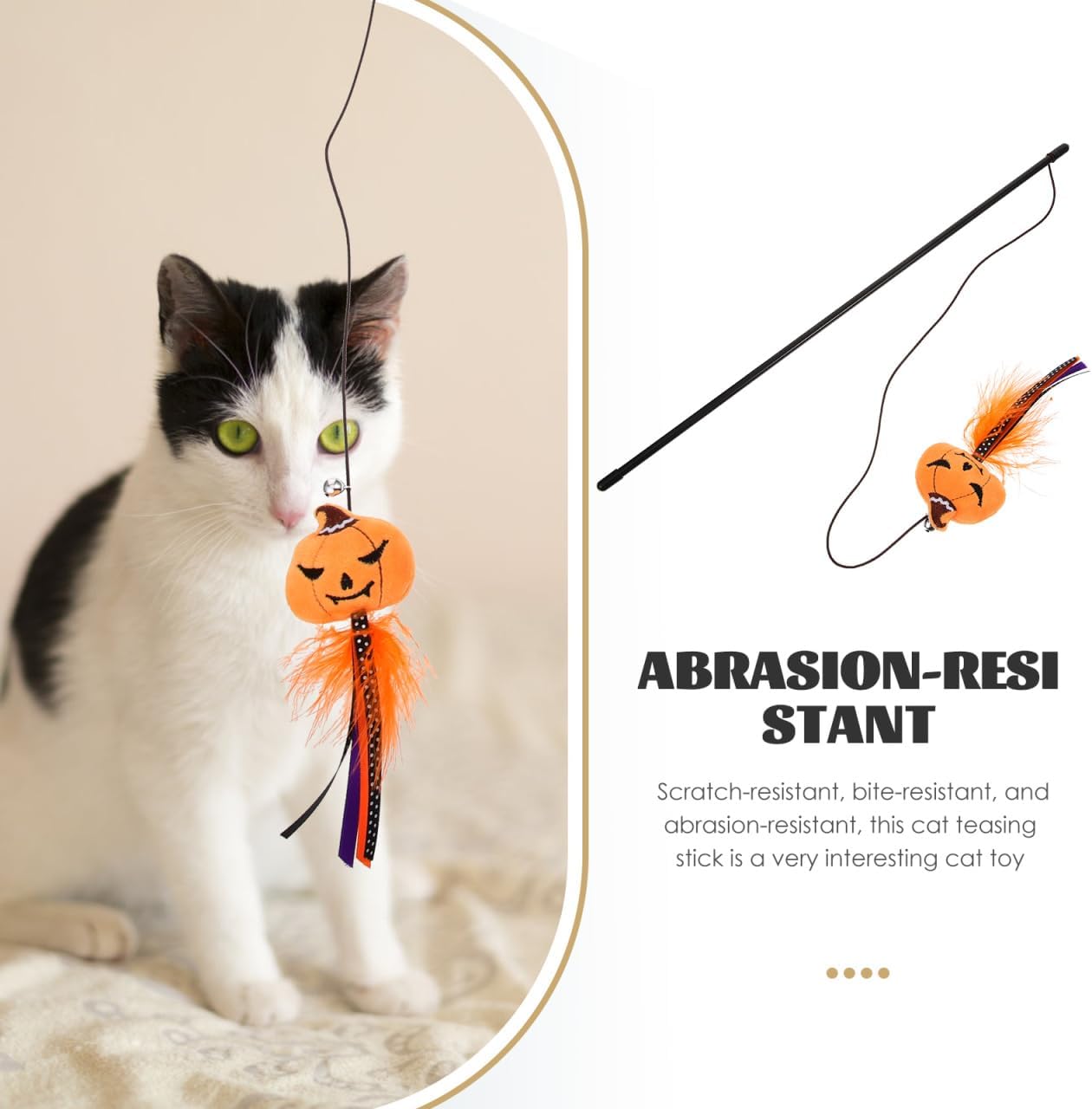 BESTOYARD Halloween Cat Wand Toys, Interactive Cat Teasing Stick Multifunctional Wand Toy Kitten Stick Funny Pet Launcher