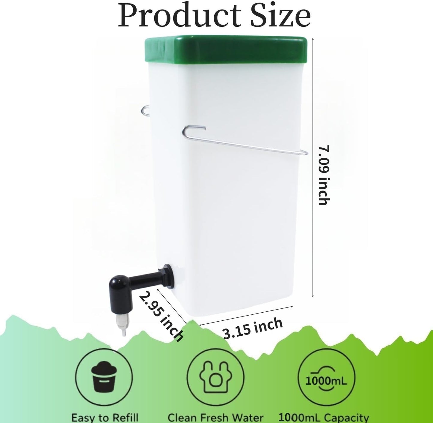 2Pack Rabbit Water Bottle for Cage, 32oz Small Animal Water Dispenser Water Bottle for Small Pet/Bunny/Ferret/Hamster/Guinea Pig/Rabbit/Chinchilla/Mouse/Rat/Gerbil (Clear, 2 Pack 32 Ounce)