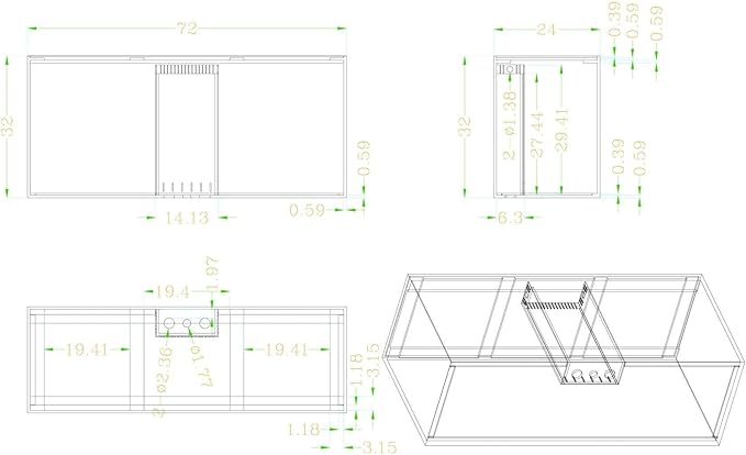 SC Aquariums 240G Starfire Aquarium 72x24x32 H 15mm Built-in Overflow