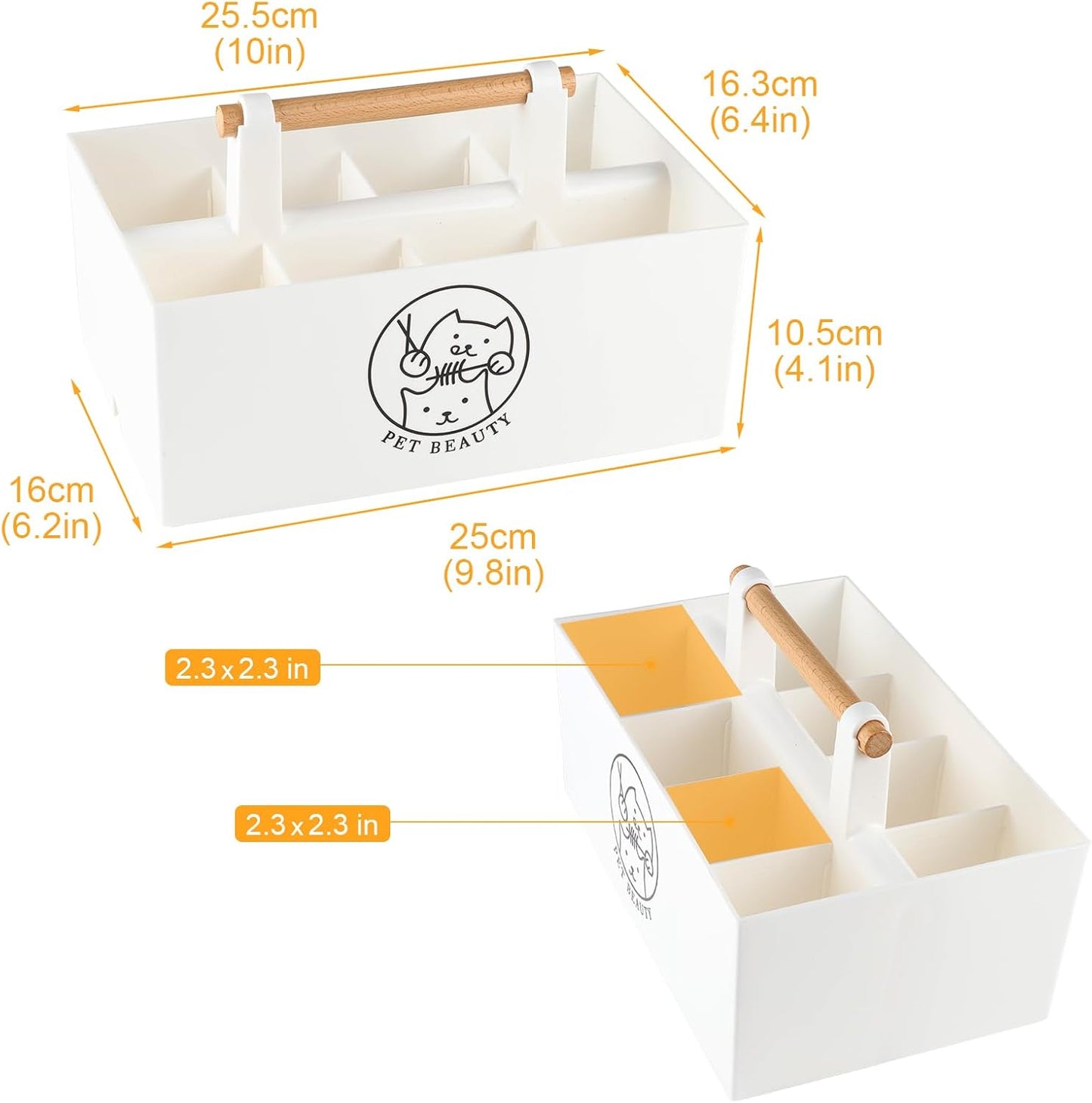 Dog Storage Organizer,Dog Grooming Organizer,Portable Shower Caddy Organizer for Dog Cat Stuff,Divided Basket Bin Storage for Dog Cat Grooming Kit,Shampoo,Trimmer,Clipper,Combo,Brush