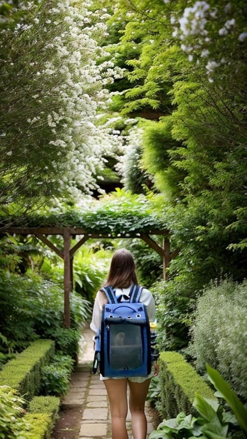 Birds Day Bird Carrier Backpack-Parrot Travel Cage with 2PCS Perch and Food Bowl, Stainless Steel Tray (Sky Blue)