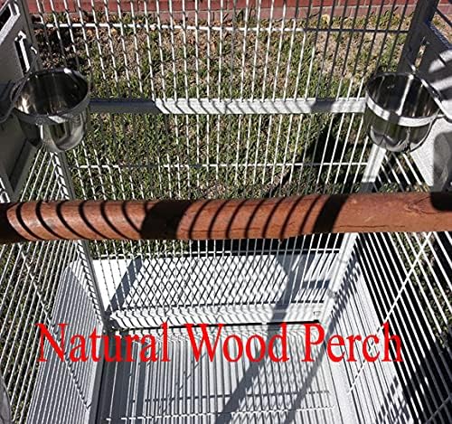 4-Size / 2-Color, Large Double Ladders Open Play Top Wrought Iron Bird Parrot Parttot Finch Macaw Cockatoo Cage, Include Seed Guard and Toy Hook (24" W x 22" D x 63" H White Vein)