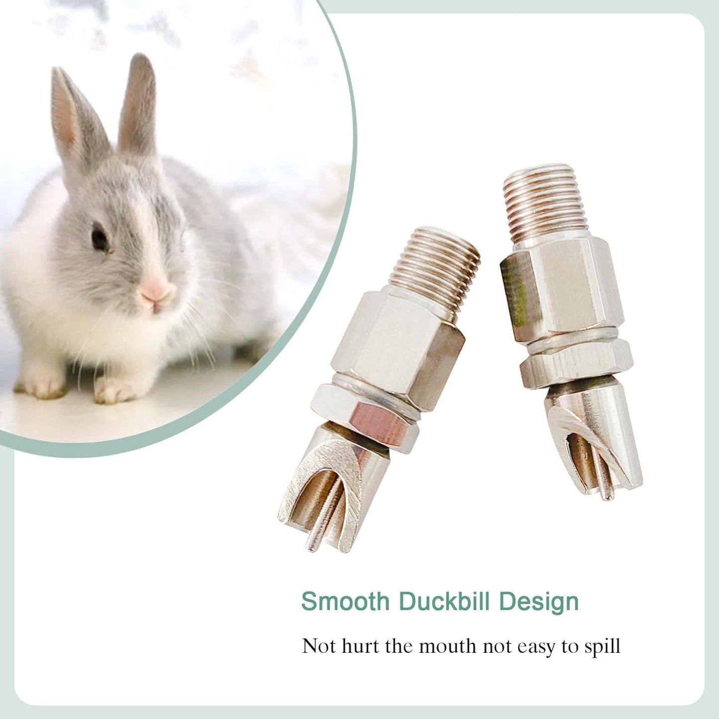Threaded Stainless Steel Rabbit Nipples Rodent Nipples Waterer Automatic Rabbit Waterer Watering System Animal Supplies Breeding Supplies (Grey, 6)