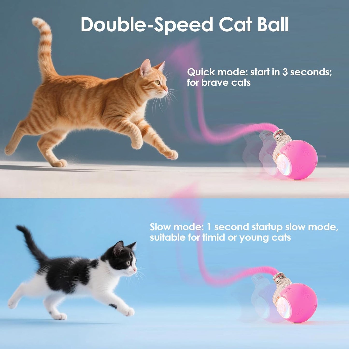 Interactive Cat Toys for Indoor Cats with Birds Chirping and RGB Light - Motion Activated Ball for Bored Adult Cats
