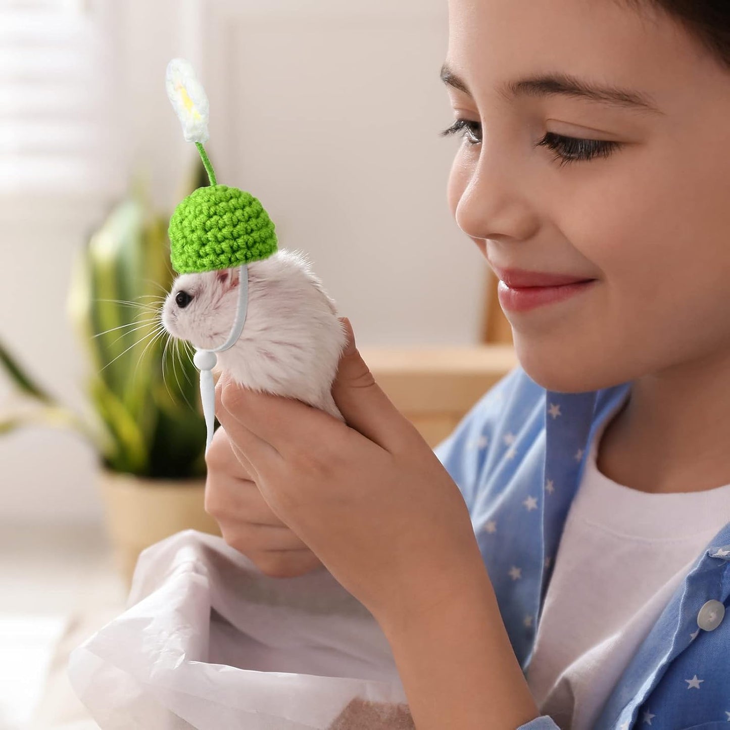 Kajaia 10 Pcs Hamster Hat Small Animals Cute Tiny Hat Mini Hand Knitted Hats for Snakes Pets Bearded Dragon Guinea Pig Bunny Costume Accessories Easter Holiday Parties(Cute Style)