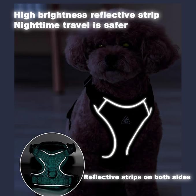 SOLMOONY Small Dog Harness,Soft Mesh Puppy Harness and Leash Set,No Escape Cat Harnesses for Training Walking,Reflective Adjustable Puppy Vest for Small Medium Dogs, Cats (Brown, L)