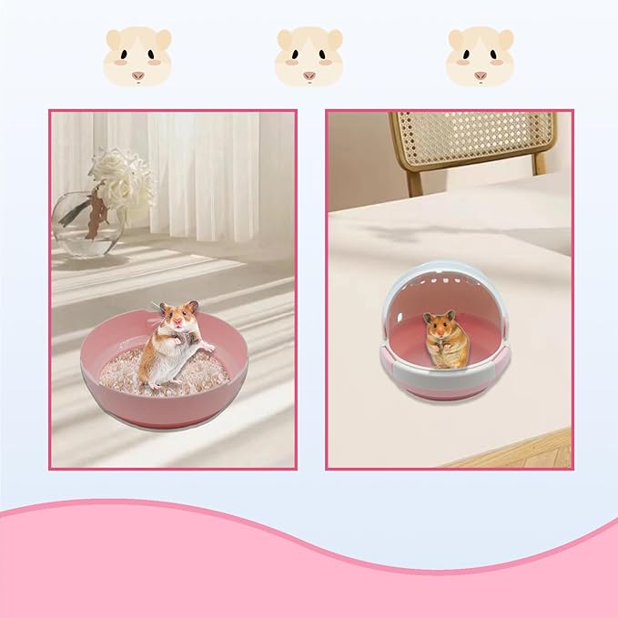 Hamster Carrier Cage Portable Cages Small Animals Carry Travel Case with Water Bottle Plastic Breathable Guinea Pig Outgoing Cage for Dwarf Hamster Ferret Chinchillas Hedgehog (Pink)