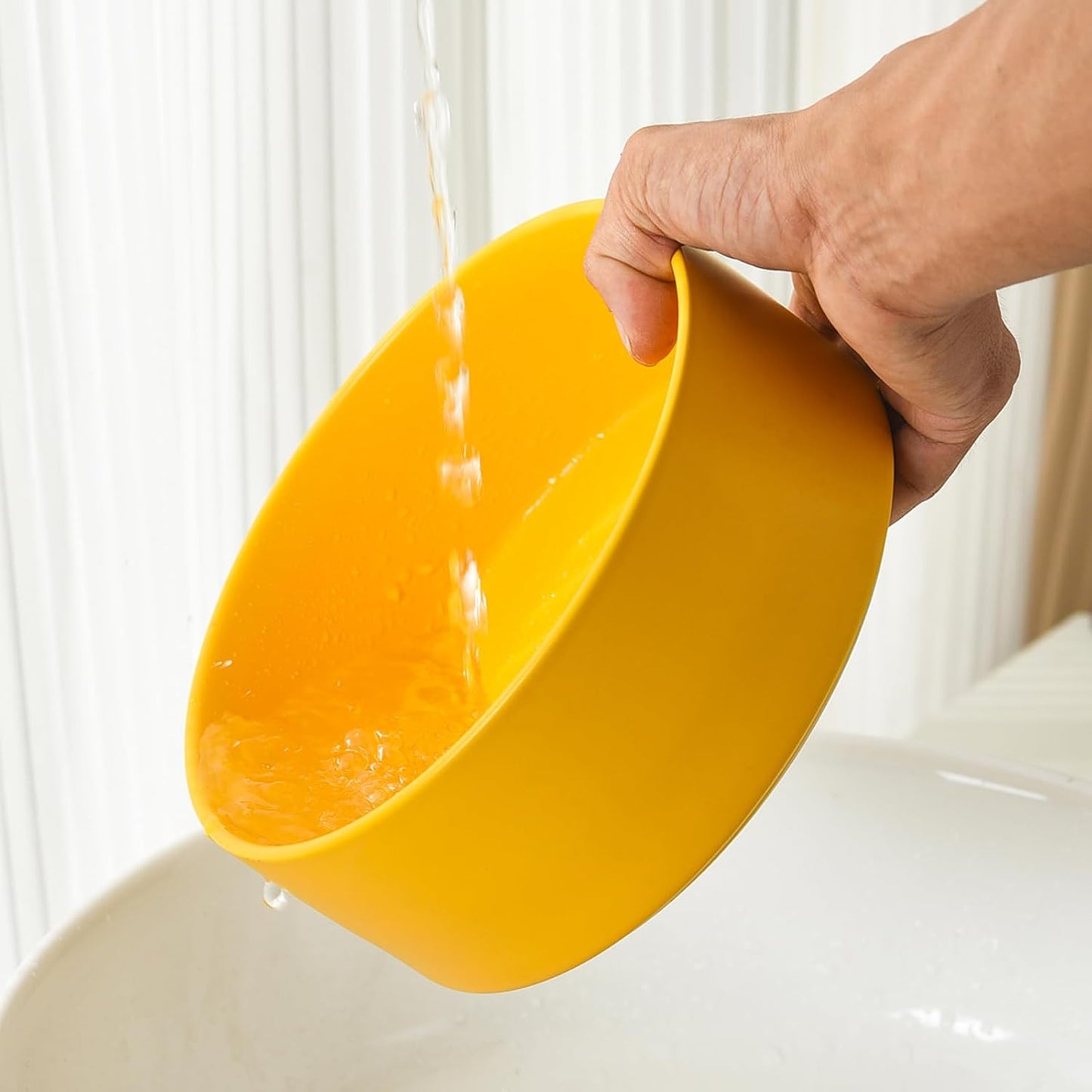 6'' Ceramic Raised Dog Bowl - 30Oz Dog Food & Water Bowl with Elevated Non-Slip Bamboo Stand, Dishwasher & Microwave Safe, Anti Vomiting Heavy Duty Pet Bowl for Small and Medium Dogs, Yellow