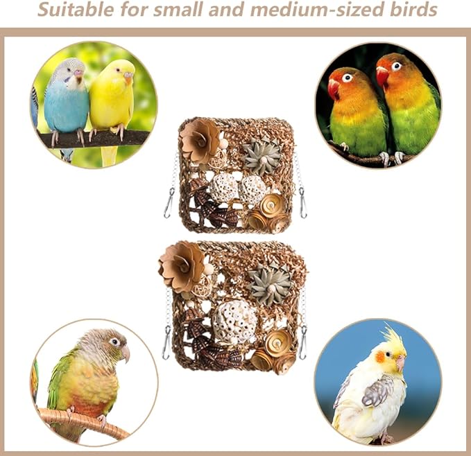 Bird Foraging Toys Natural Bird Toys Conure Toys Parrot Shredding Hanging Toys for Small Birds Parakeet Cockatiel Conure Lovebird Budgie