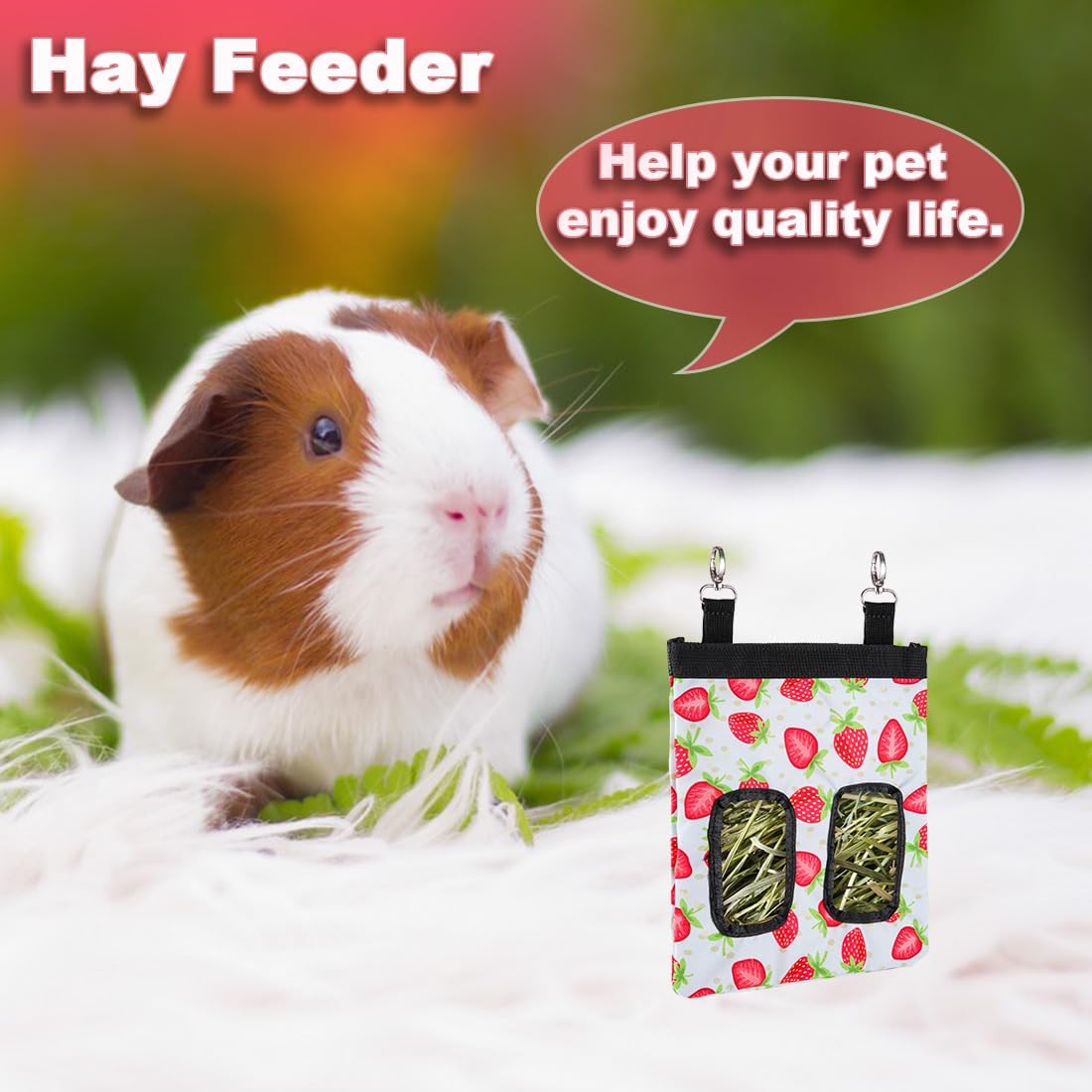 DZWLKJ Guinea Pig Hay Feeder, 600D Polyester, Rabbit Hay Feeder Bag, S -10"x 8"x 0.4", Guinea Pig, Chinchilla, Hamsters, Small Pets, 1 Pack, Lightweight