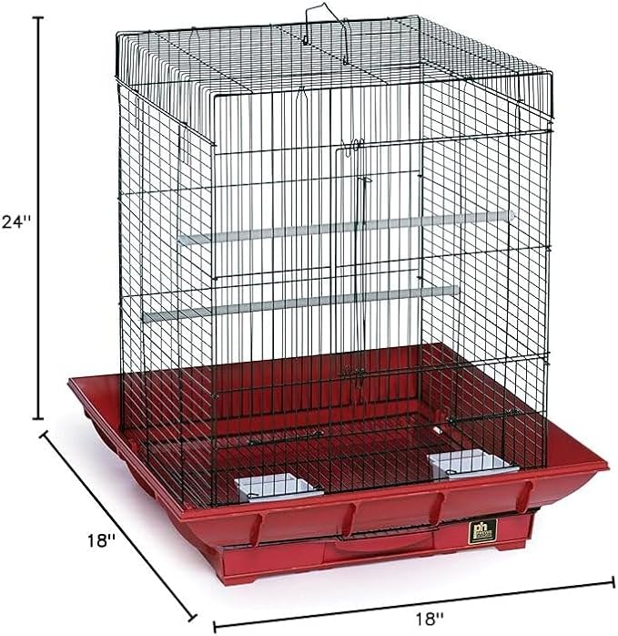 Mountain Majesty Clean Life Bird Cage with Spacious Interior, Durable Build, Easy-to-Clean Features, and Secure Design for Birds' Comfort Red