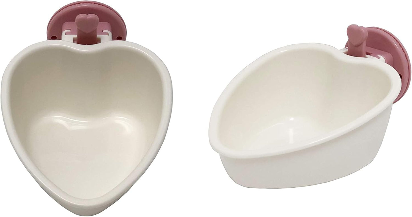 Choco Nose Patented Removable Heart Shaped Food Bowl for Dogs/Puppies/Rabbits/Cats/Guinea Pigs/Chinchillas/Birds -Water Dish for Small Pets or Animals - for Wire Cages or Crates 8 oz, Pink (C607)