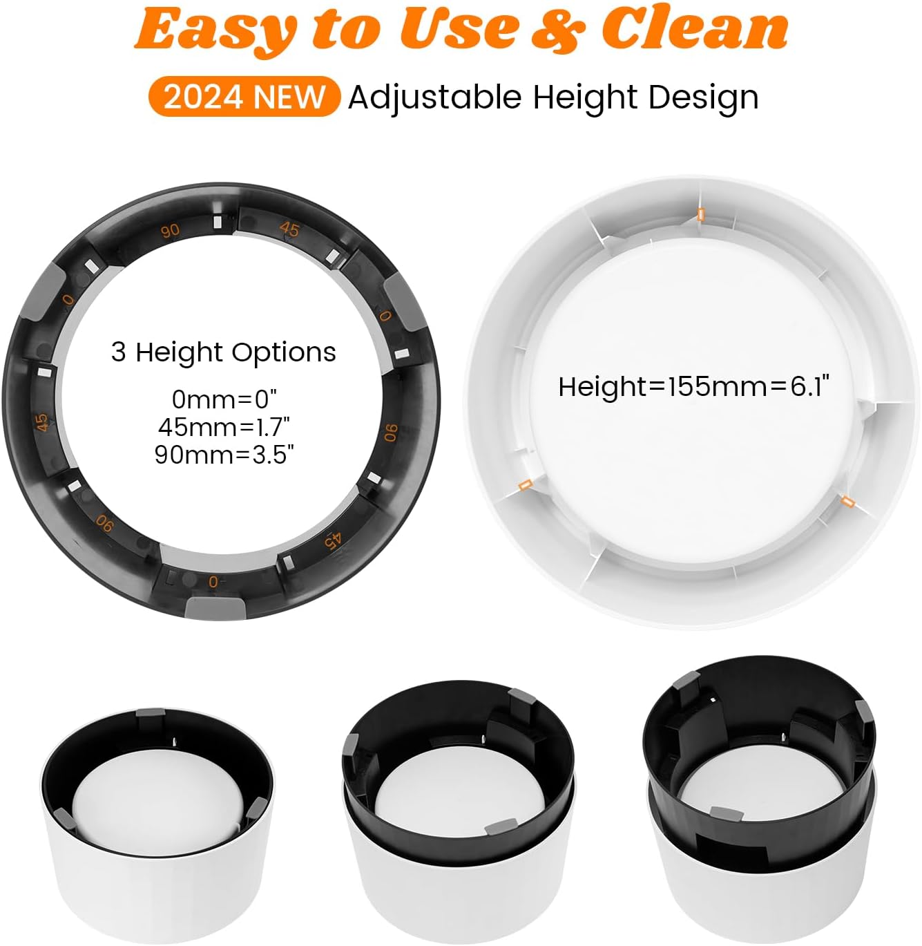 Pawque Elevated 60oz Slow Feeder Dog Bowls Large Breed, Single Raised Food Bowl for Medium Large Sized Dogs, Stable Sturdy Base and Snap on Adjustable Height Stand, Anti-Slip Mess Proof Dog Bowls