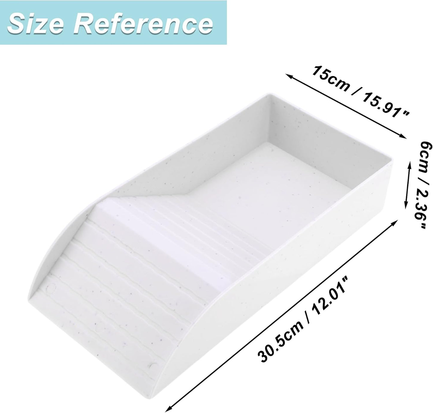 Tortoise Food Dish with Ramp, Plastic Reptile Water Bowl, Tortoise Water Pool, Reptile Climbing Ramp for Turtles Lizards, 12.01"x5.91"x2.36", White