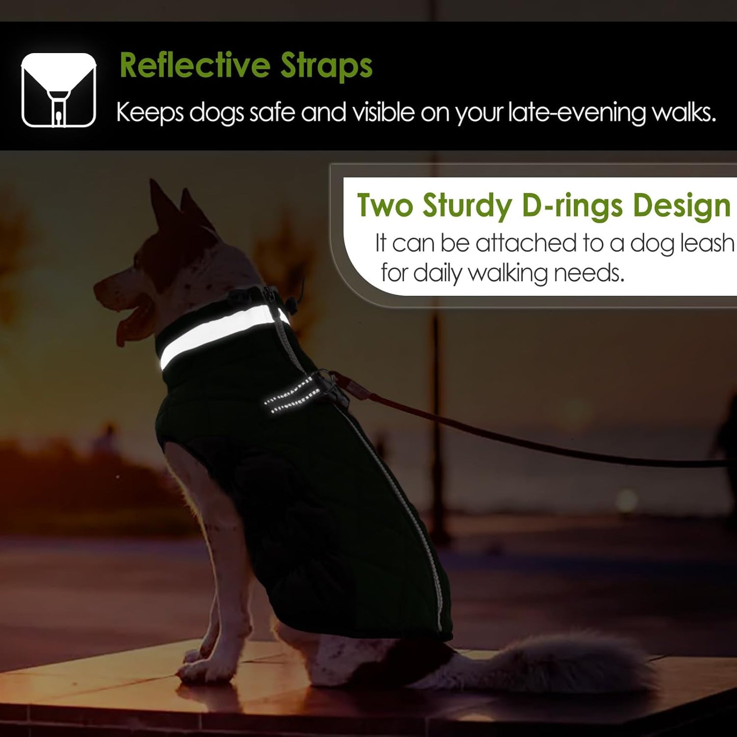 AOFITEE Dog Coat, Warm Dog Jackets for Small Dogs, Dogs Winter Coat with Harness Built in, Reflective Pet Winter Jacket, Waterproof Windproof Puppy Puffer Jacket Fleece Vest, Green XS