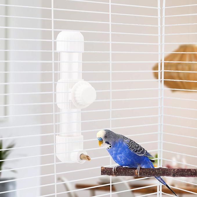 Hypeety Leak-Proof Bird Water Bottle for Cage Clear No Spill Automatic Parrot Water Dispenser with Spring Valve for Small Parrots Budgies Finches Cockatiels Lovebirds (White, 7.4 oz/220 ml)