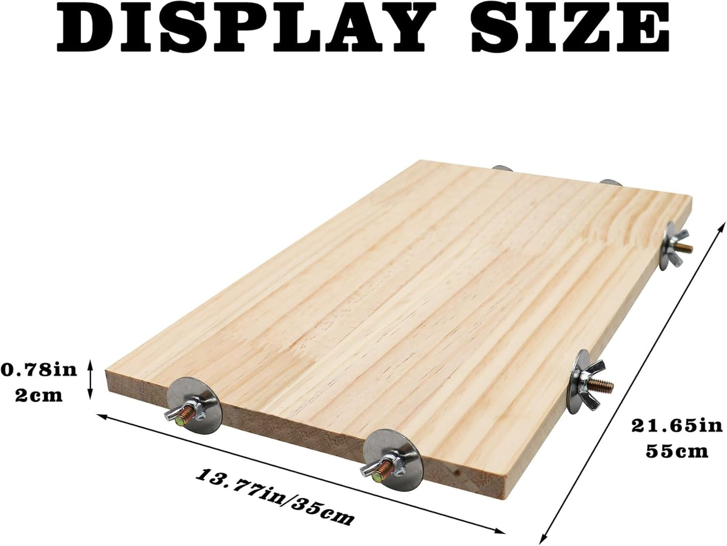 21.7 × 13.8 Inches Large Bird Perch Stand Platform, Natural Wooden Small Animals Cage Accessories, Rectangle Stand Perch Shelf for Parrot Parakeet Cockatiel Rat Hamster Guinea Pig Conure Chinchillas