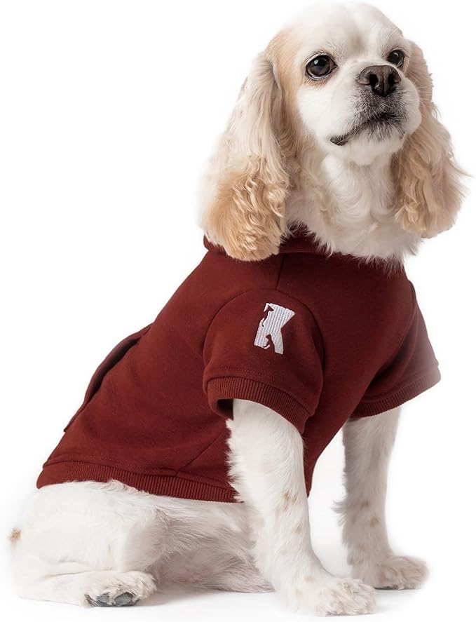 Koneseve Dog Hoodie Fleece Puppy Clothes Warm Sweater with Hat for Small Medium Dogs Cat Hooded Shirt Kitten Pet Basic Sweatshirt with Pocket Doggie Soft Winter Coat Apparel (Red; 2XL)