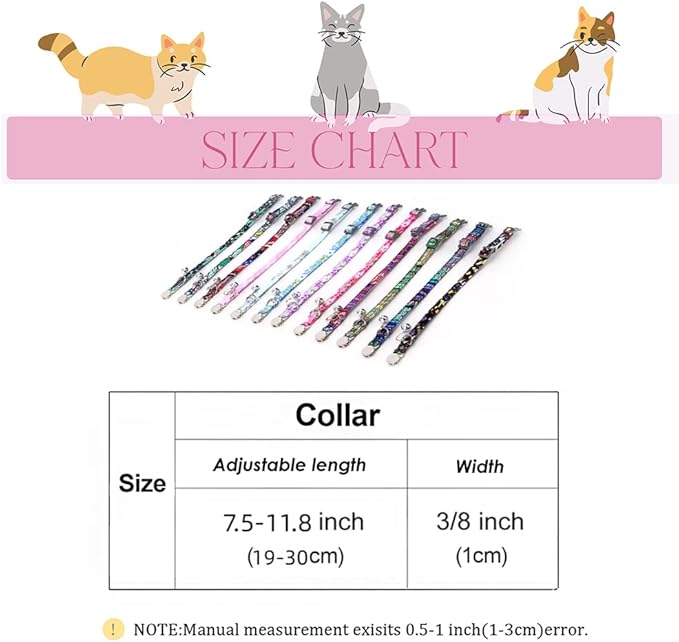 Personalized Breakaway Cat Collar with Bell - Name and Phone Number Engraved for Boys and Girls Kitten (Floral)