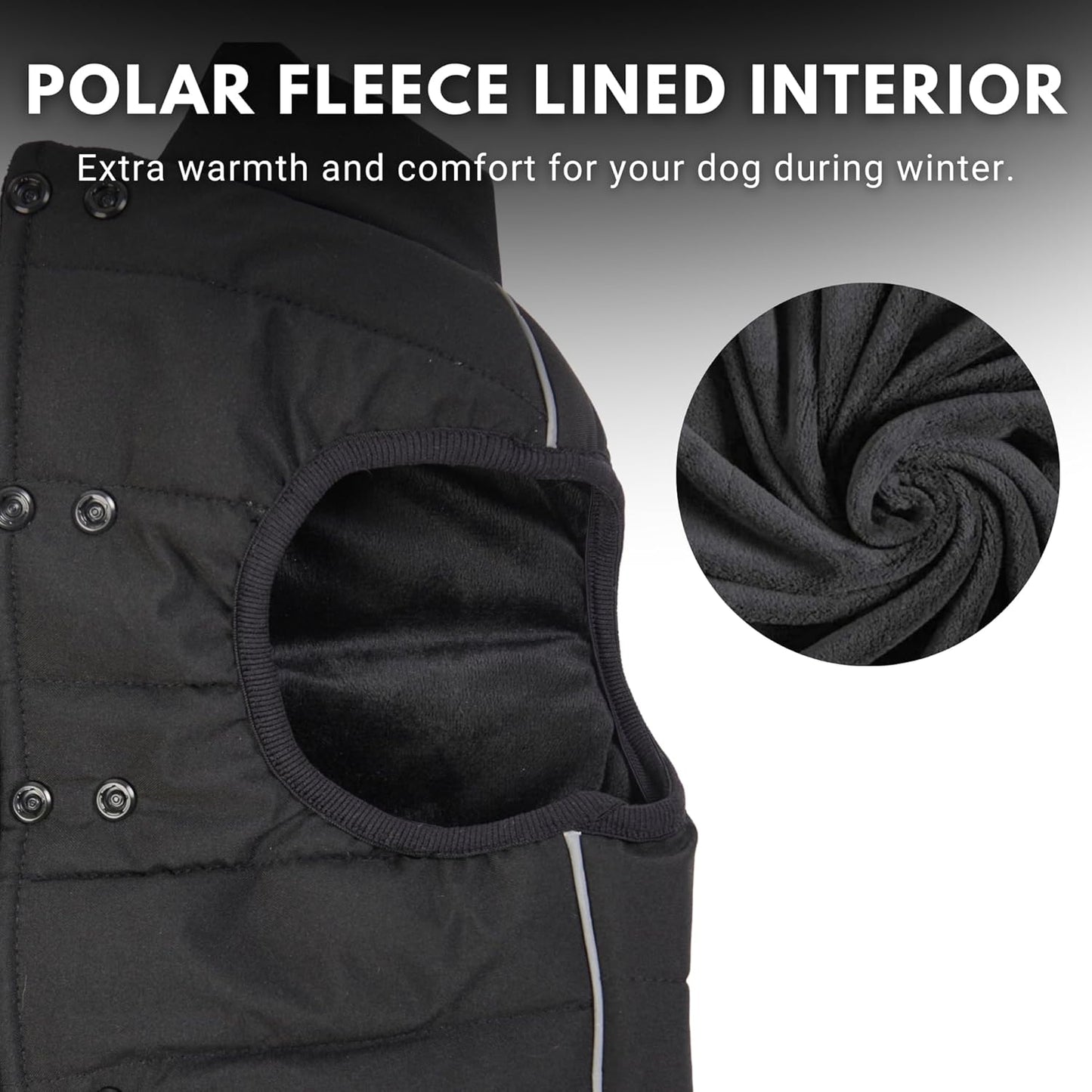 Spark Paws Dog Winter Jacket, Water-Resistant Coat, Warm Reflective Windproof Fleece-Interior, for Medium and Large Dogs - Black - XL