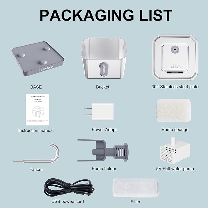 Stainless Steel Cat Water Fountain 135oz/4L:Battery Operated Wireless Cat Fountains for Drinking Indoor, Automatic Pet Water Dispenser with Ultra Quiet Pump,Multi-Filtration,Easy Clean BPA-Free