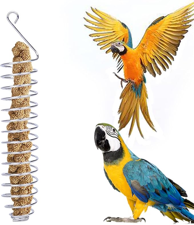 ZYAMY Hanging Stainless Steel Bird Treat Feeders 20cm Bird Foraging Toy Feeder for Parakeet Cockatiel African Grey Conure Cockatoo