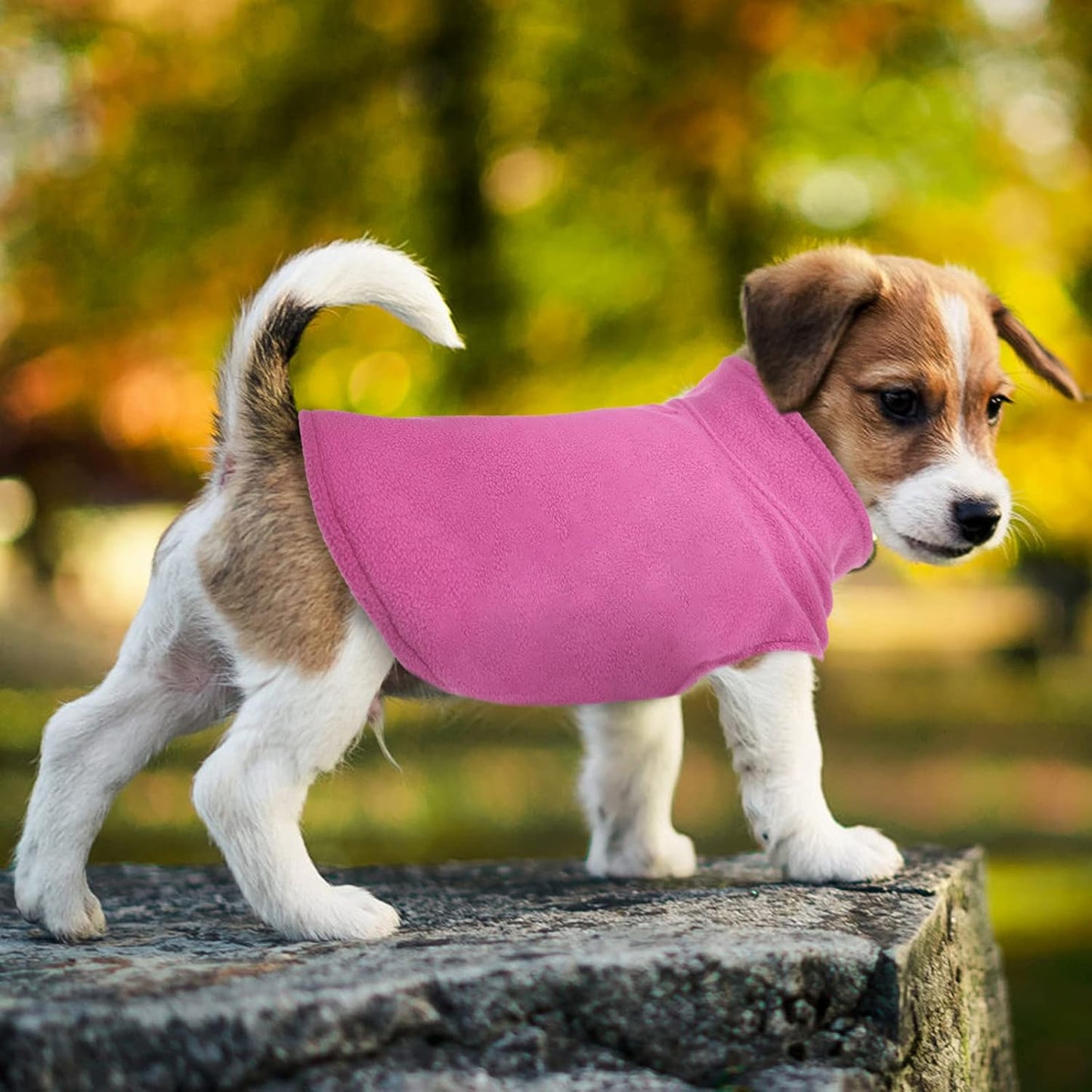 FUAMEY Dog Fleece Vest for Small Dogs,Warm Stretchy Dog Sweatshirts Pullover with Leash Hole Dogs Sweater Soft Pet Turtleneck Cozy Pet Vest Lightweight Sleeveless Pink S