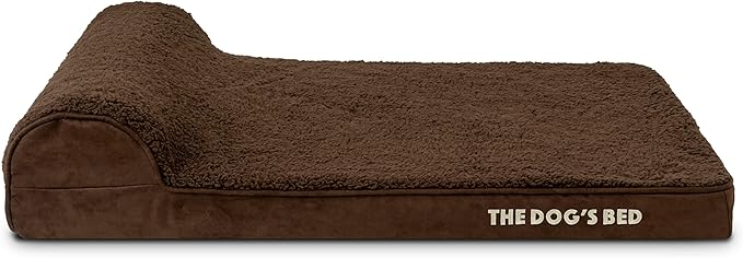 The Dog’s Bed Orthopedic Headrest Dog Bed Med Brown, Memory Foam, Pain Relief for Arthritis, Hip & Elbow Dysplasia, Post Surgery, Lameness, Waterproof Washable Cover