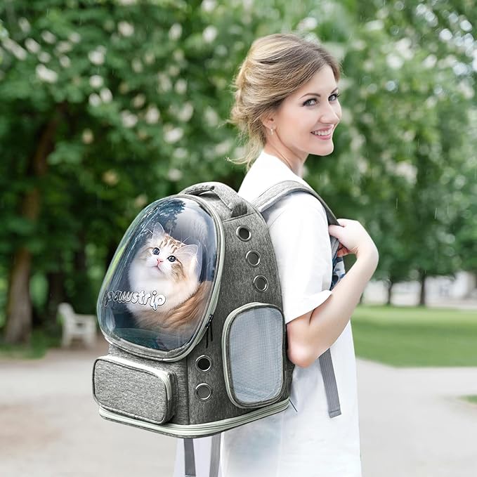 Cat Backpack Carrier with Bubble Window, Breathable & Foldable Pet Travel Carrier for Small Dogs and Cats, Airline-Approved for Hiking & Outdoor Use