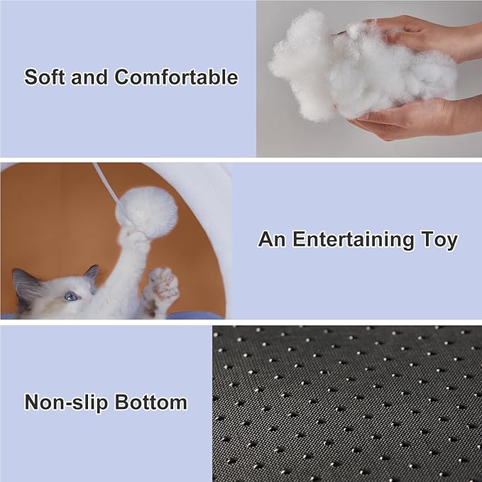 Jiupety Cute Cat Bed for Indoor Cats, Warm Soft Cave Fit for Many Cats and Puppy, Big Ear, L