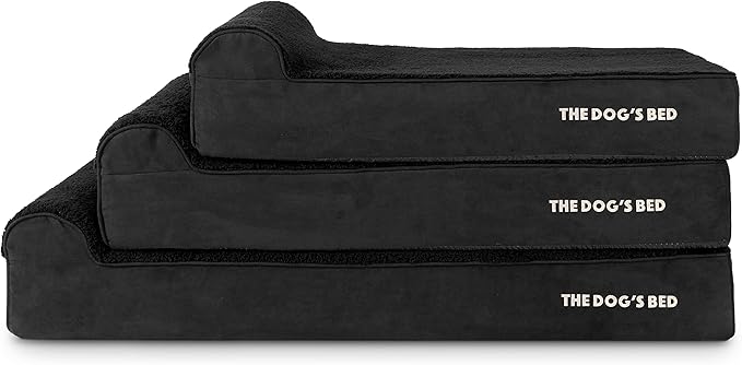The Dog’s Bed Orthopedic Headrest Dog Bed XXL Black Plush, Memory Foam, Pain Relief for Arthritis, Hip & Elbow Dysplasia, Post Surgery, Lameness, Waterproof Washable Cover