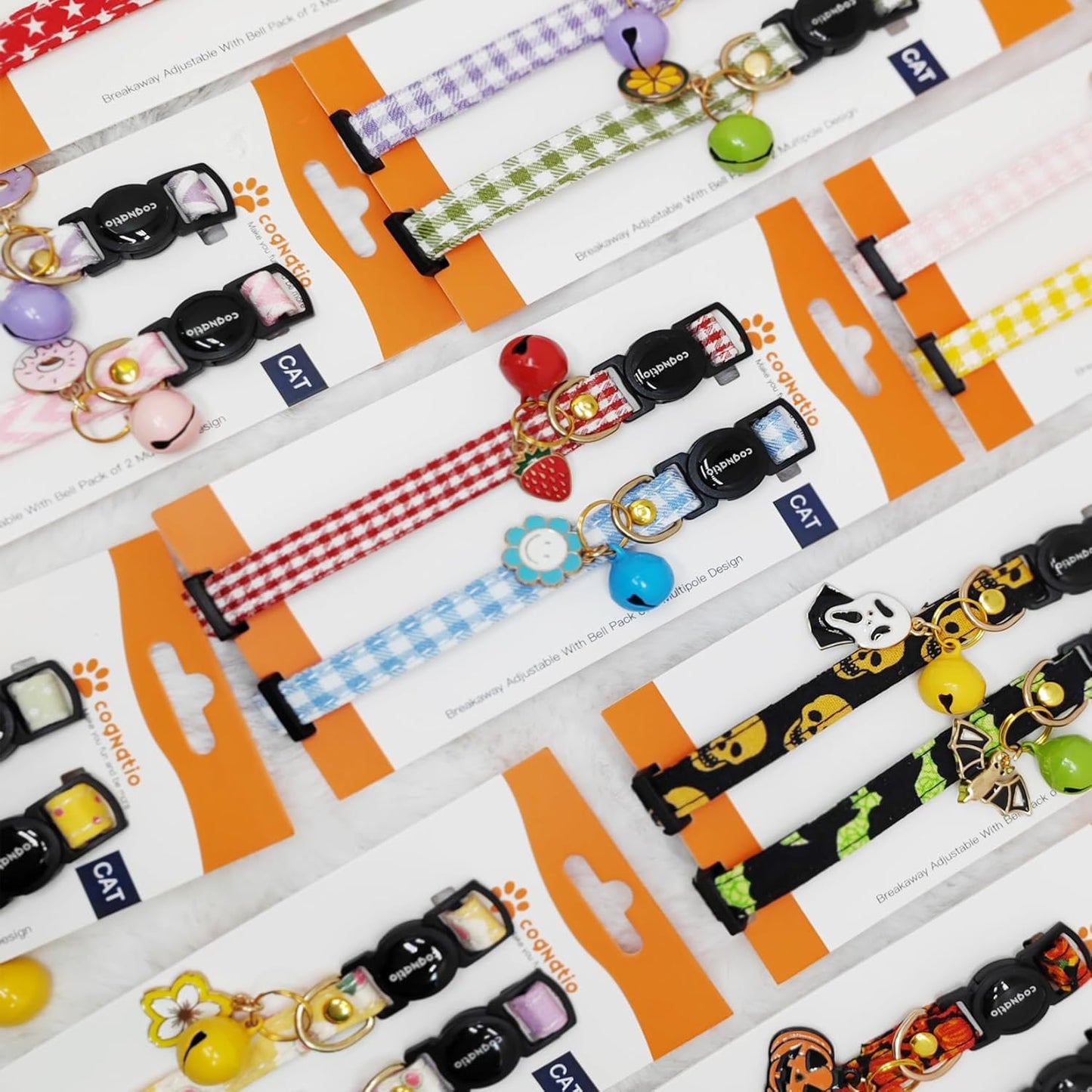 2 Pack Cotton Breakaway cat Collars with Bell,Safety Quick Release Pendant Cute Kitten Collar,Adjustable 20-30cm (Baby Pink+Lemon, 20-30cm)