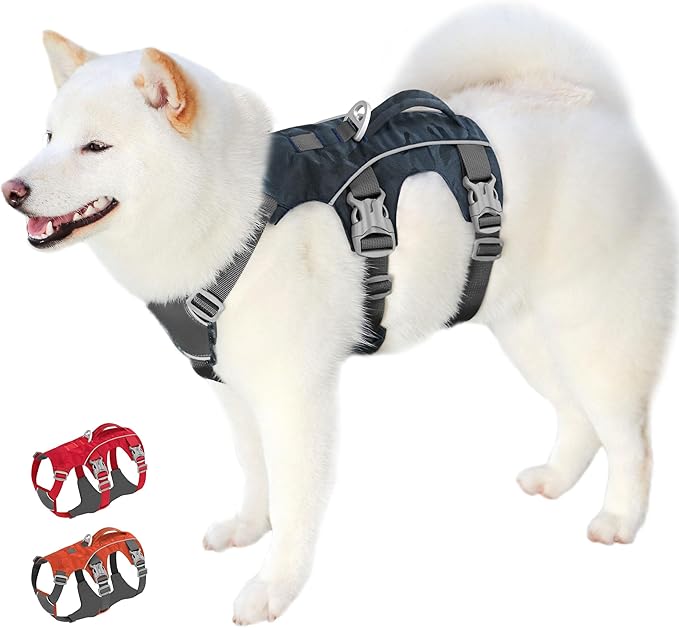 Escape Proof Dog Harness Small Sized Dog, Lightweight Full Body Pet Vest with Lift Handle & Leash Clip, Reflective Adjustable No Slip Dog Harness for Daily Walking(Red,Chest:16-27")