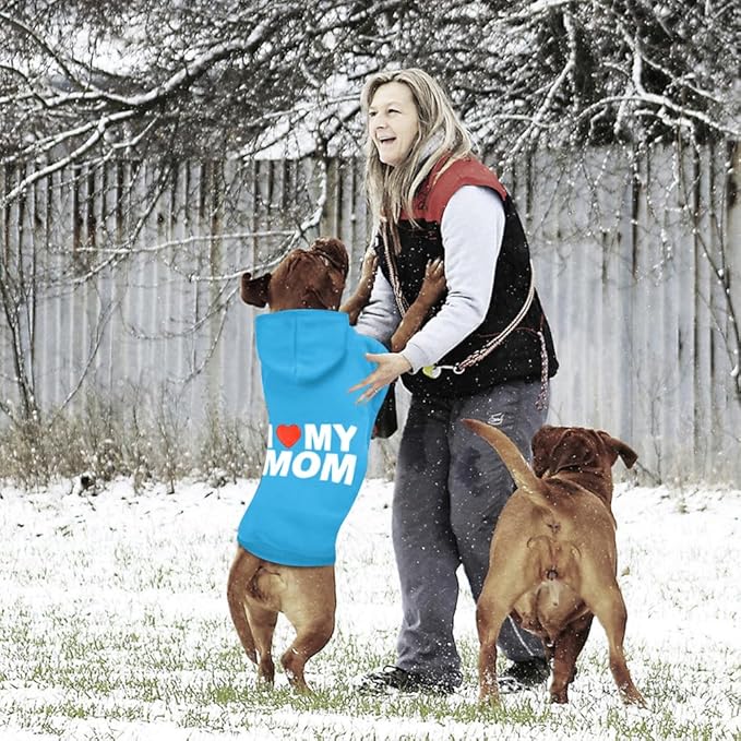 GreenJoy Dog Sweater Dog Hoodie Cold Weather Dog Coat Hooded Sweatshirt for Puppies,Cats, Small Medium Large Dogs (Blue(I Love My Mom), XX-Large)