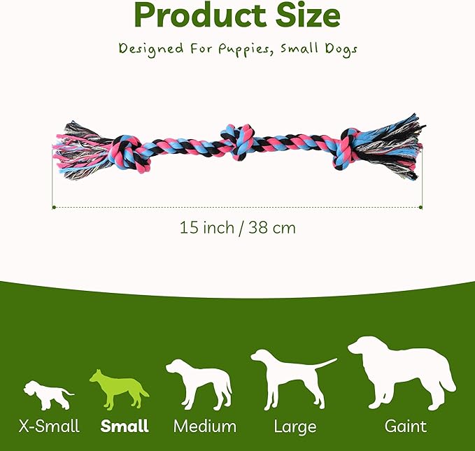 SHARLOVY Puppy Rope Toy, Dog Rope Toy for Small Dogs, Puppy Teething Toys, Cotton Interactive Tug of War Dog Toy for Puppies Boredom, Dog Chew Toys for Aggressive Chewers Small Breed