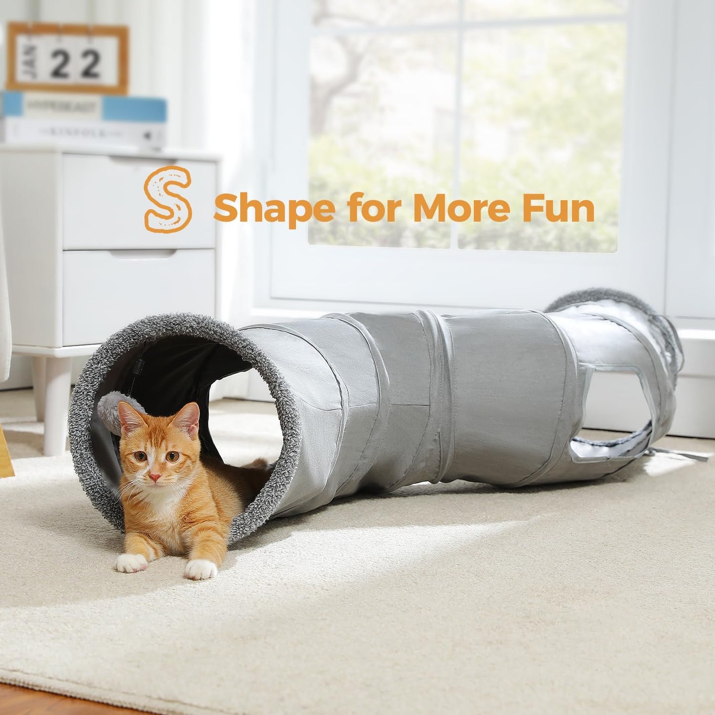 PAWZ Road Cat Tunnel Collapsible S Shape Cat Tunnels for Indoor Cats Cat Play Tube 51 Inches Long 10.5 Inches in Diameter