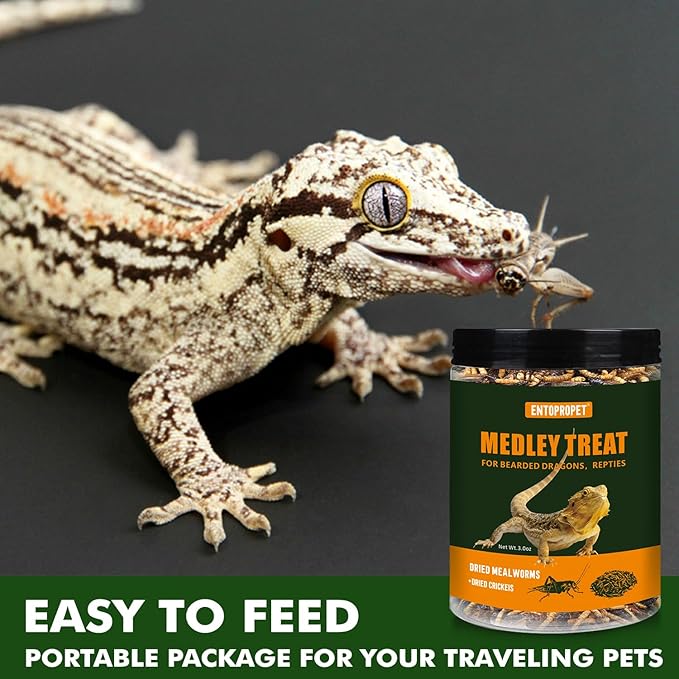 Dried Mealworms and Dried Crickets - Higher in Calcium and Richer in Protein-A Premium Medley Treat Food for Bearded Dragons,Turtle, Birds & Tropical Fish, 3oz