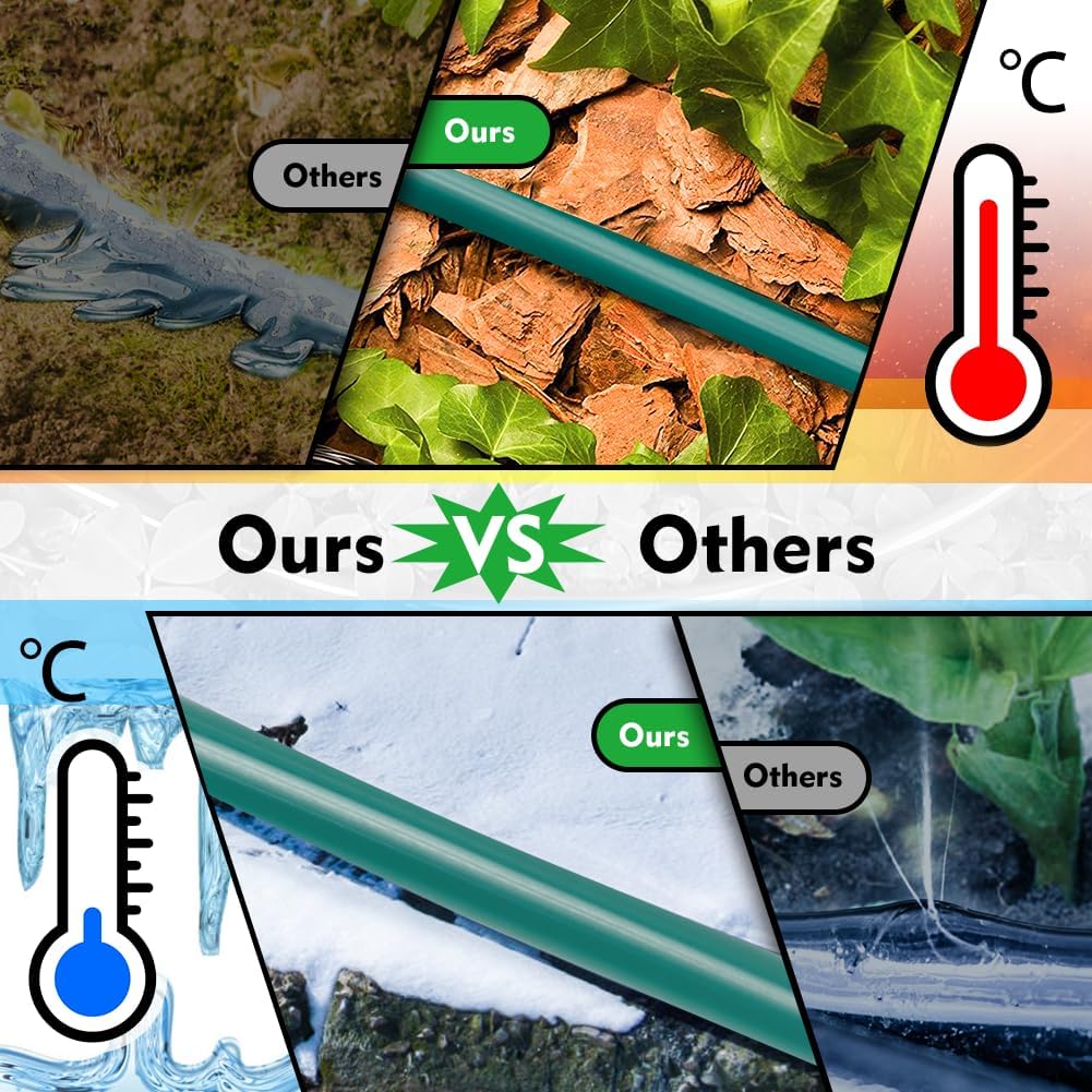 Bonviee 400ft 1/4 inch Drip Irrigation Tubing, Drip Irrigation Hose, Garden Watering Tube Line for Garden Watering System-Green