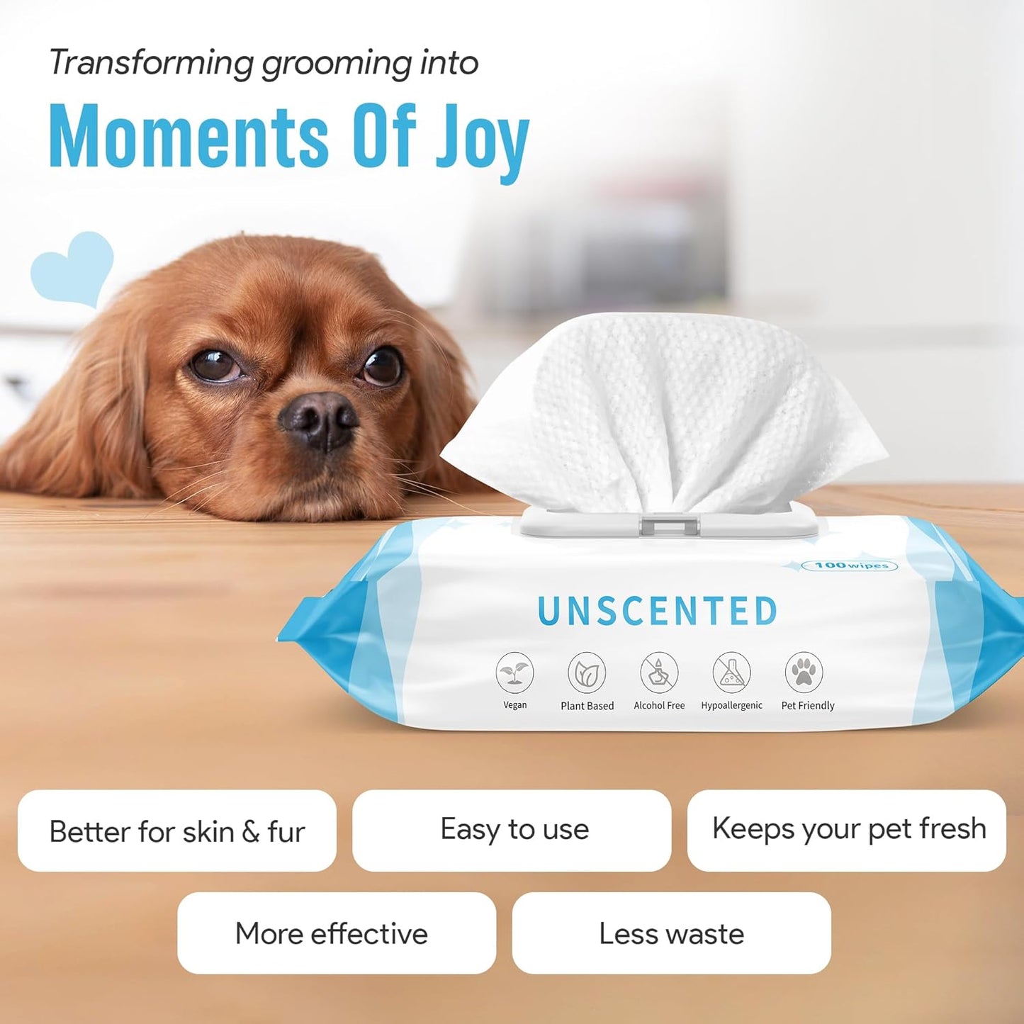 400 Dog Wipes for Paws and Butt Ears Eyes | XL 8x8 Organic Pet Wipes for Dogs | Unscented Dog Wipes Cleaning Deodorizing | Extra Thick Paw Wipes for Dogs Cats Pets | Bonus Glove Wipes Included